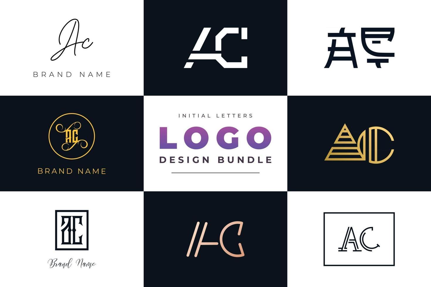 Set of collection Initial Letters AC Logo Design. vector