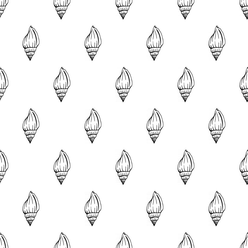 Seamless pattern with seashells. Marine background.  Hand drawn vector illustration in sketch style. Perfect for greetings, invitations, coloring books, textile, wedding and web design