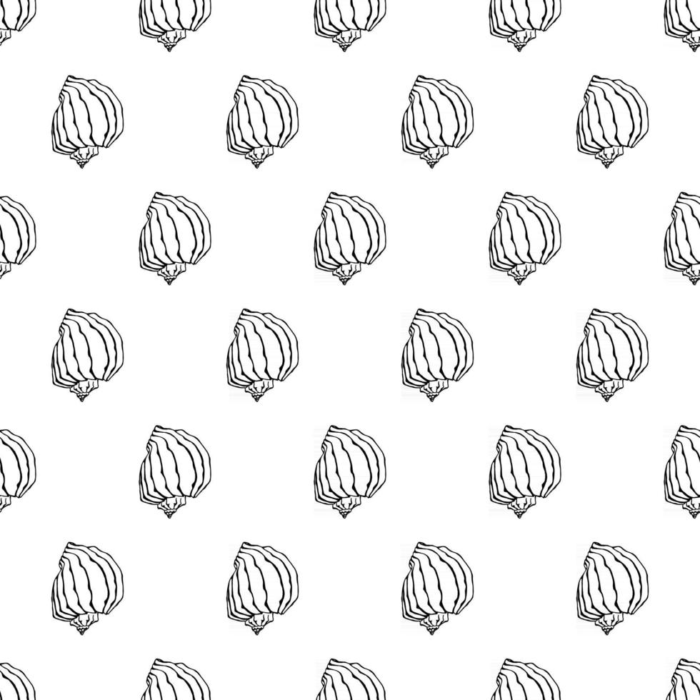 Seamless pattern with seashells. Marine background.  Hand drawn vector illustration in sketch style. Perfect for greetings, invitations, coloring books, textile, wedding and web design