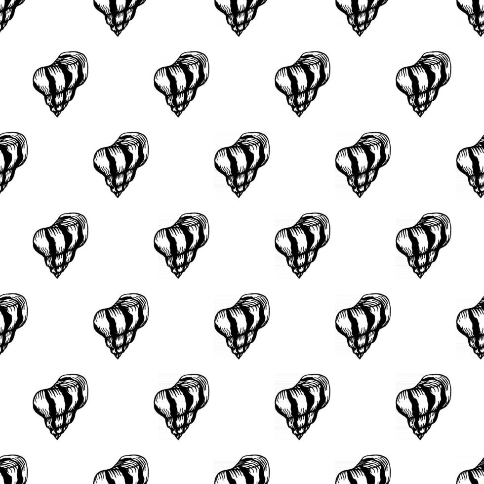 Seamless pattern with seashells. Marine background.  Hand drawn vector illustration in sketch style. Perfect for greetings, invitations, coloring books, textile, wedding and web design