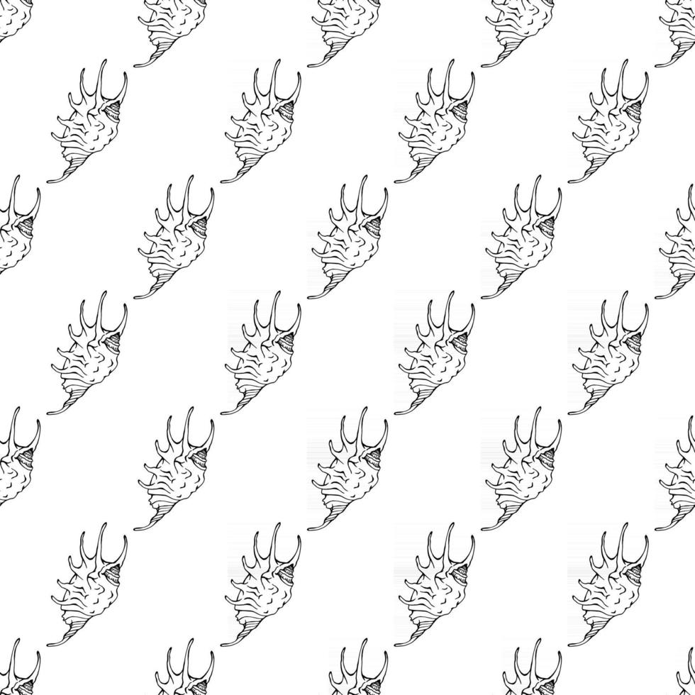Seamless pattern with seashells. Marine background.  Hand drawn vector illustration in sketch style. Perfect for greetings, invitations, coloring books, textile, wedding and web design