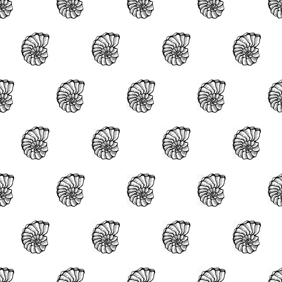 Seamless pattern with seashells. Marine background.  Hand drawn vector illustration in sketch style. Perfect for greetings, invitations, coloring books, textile, wedding and web design