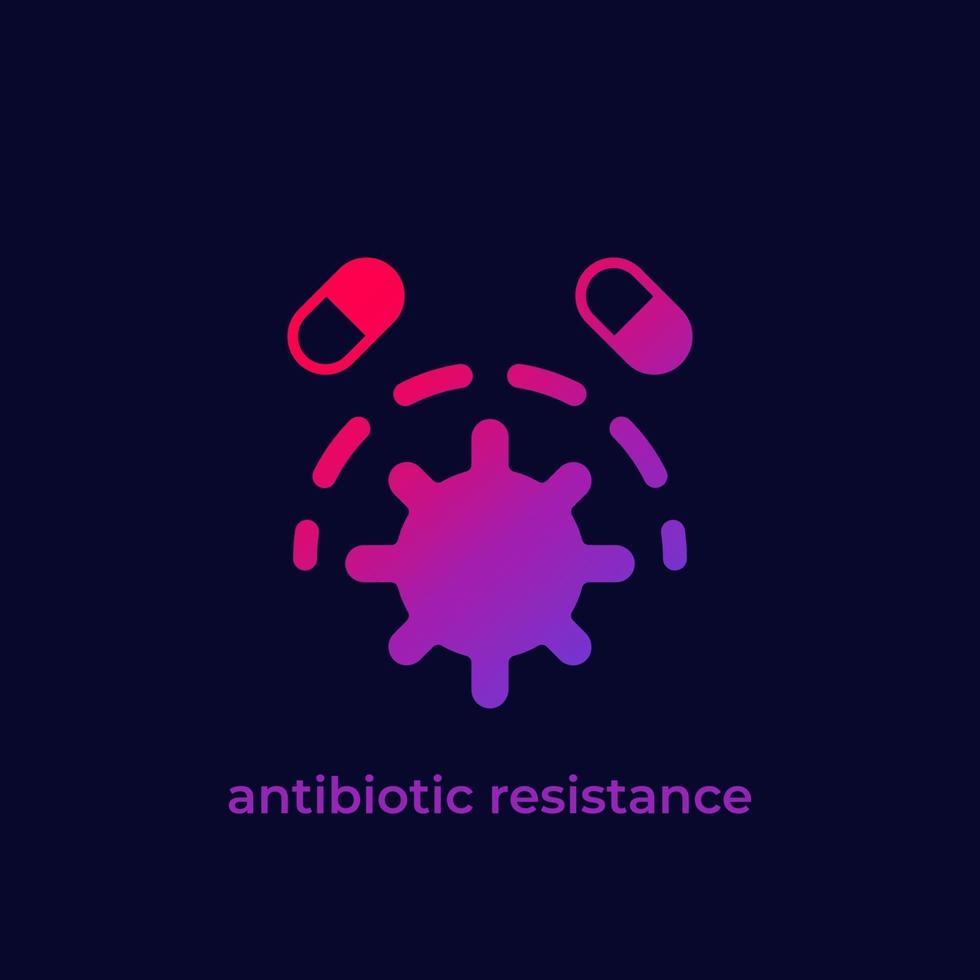 icono de resistencia a antibióticos para web vector