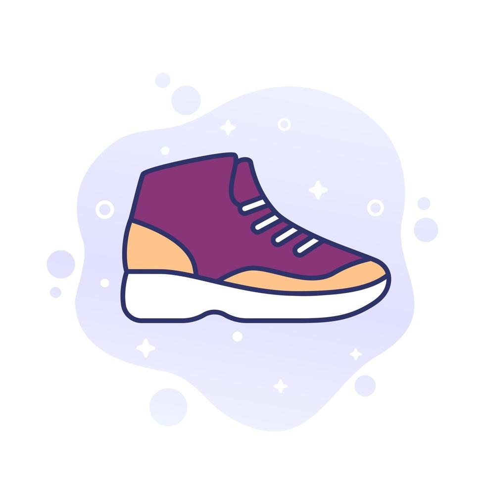 zapato de baloncesto, icono de zapatillas altas vector