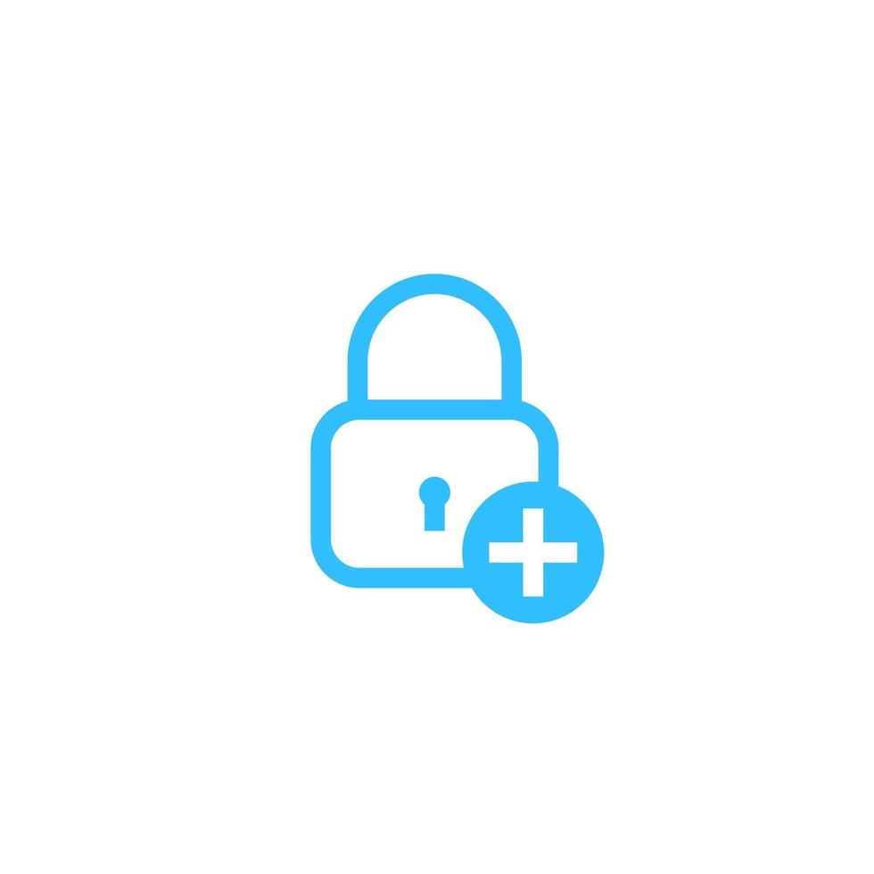 Lock with add sign, security icon vector