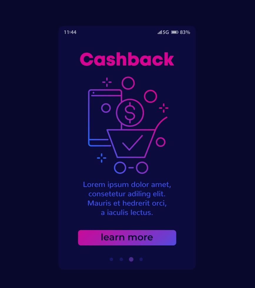 Cashback banner for smm, mobile design vector