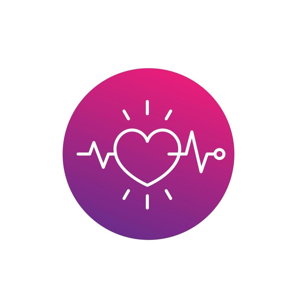 ecg, electrocardiography, heart diagnostics icon, linear style vector