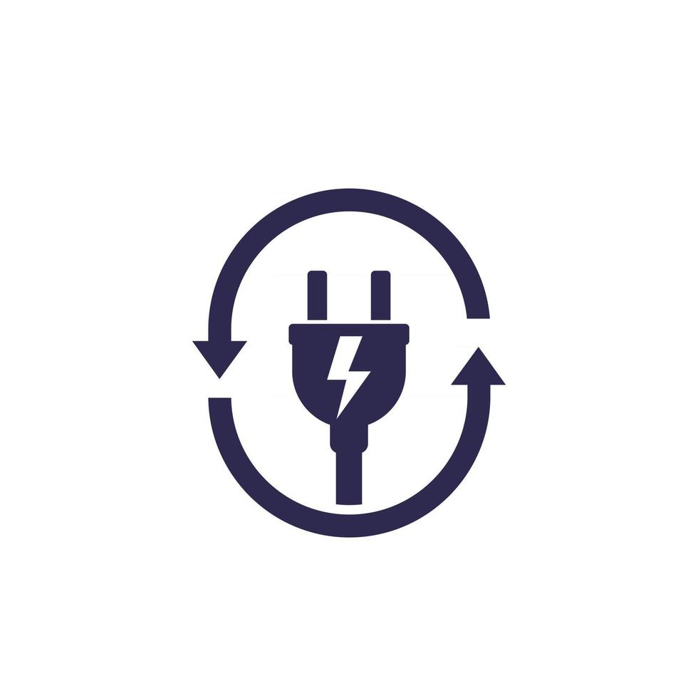 icono de enchufe eléctrico con flechas, vector