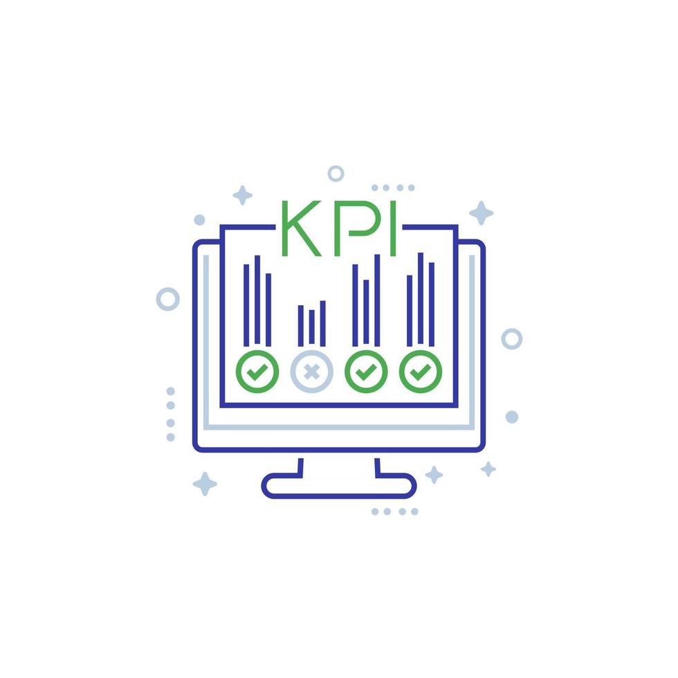 KPI, business indicators, line icon vector