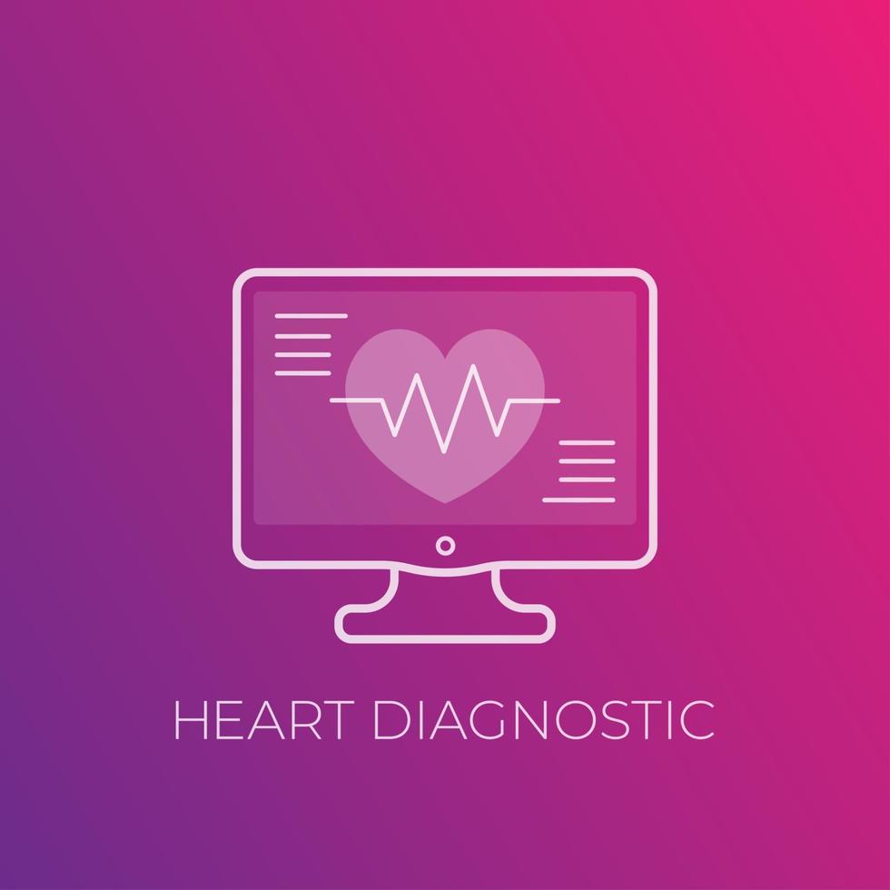 ecg, diagnóstico del corazón, icono de electrocardiografía vector