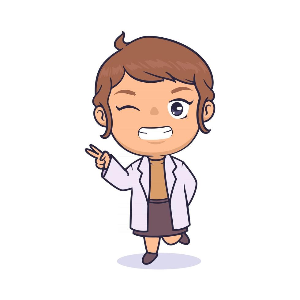 Chibi kawaii doctor vector character design
