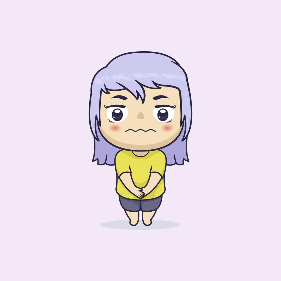 Cute and kawaii chibi girl character vector
