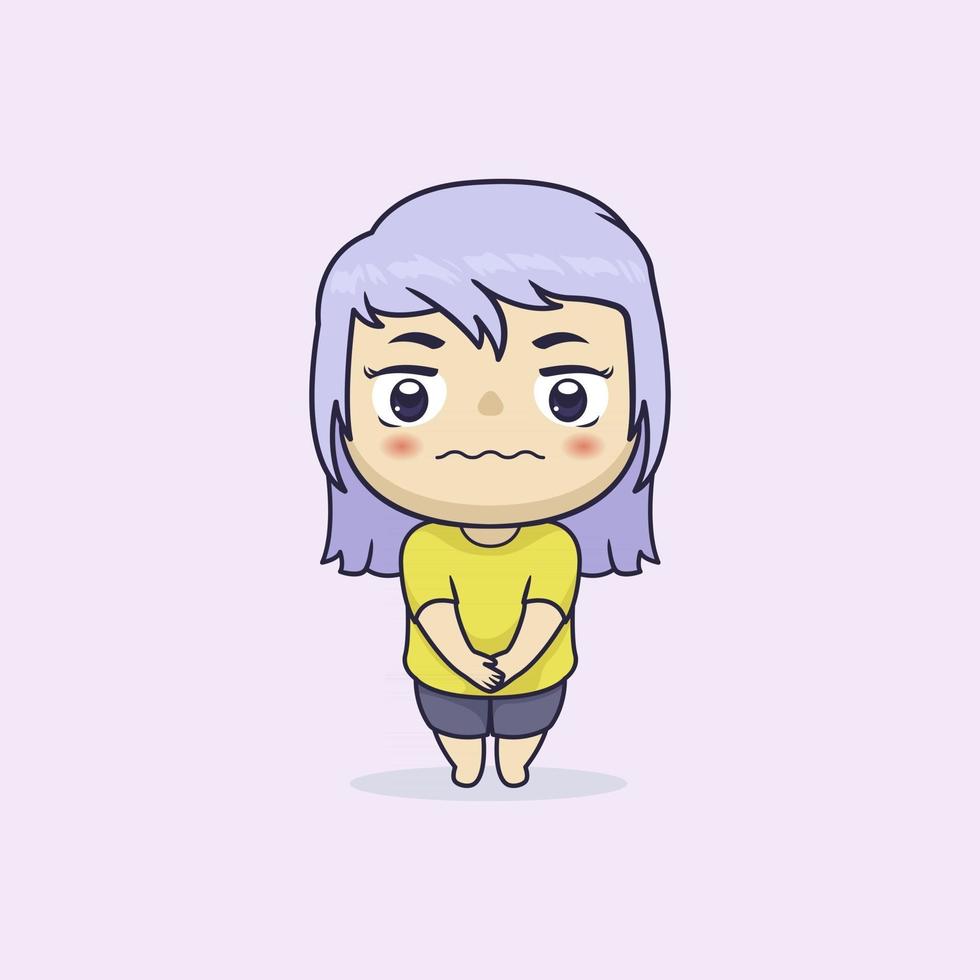 lindo y kawaii personaje de niña chibi vector