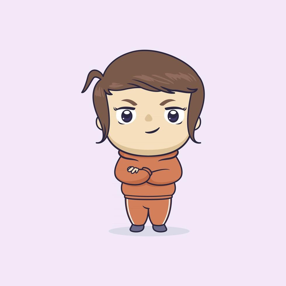 lindo y kawaii personaje de niña chibi vector