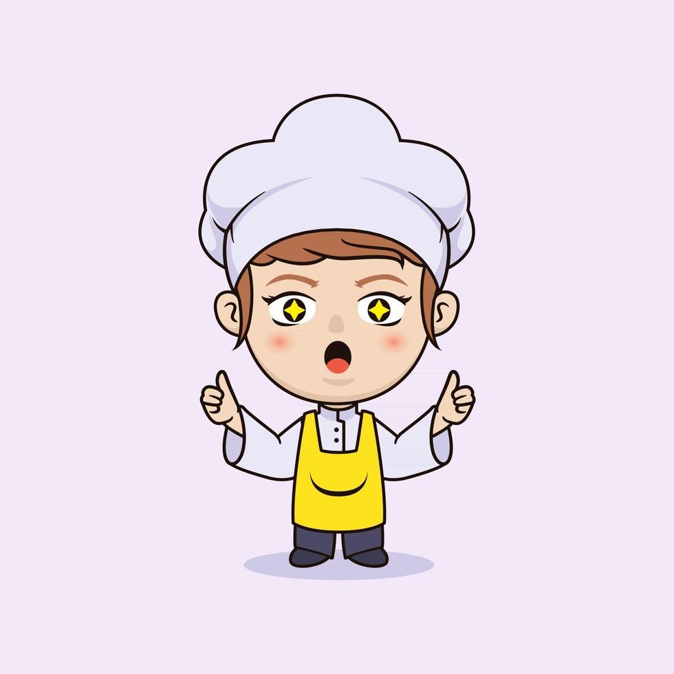 linda chica chibi y kawaii chef ilustración vector