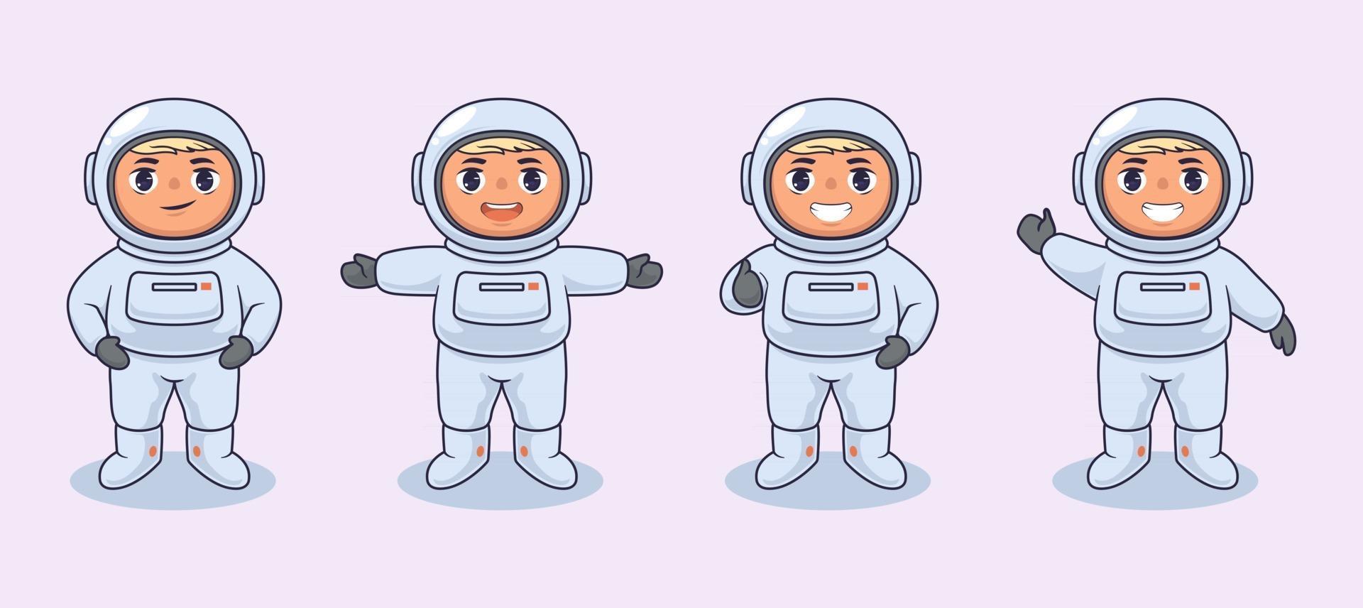 Diseño de ilustración de vector de niños astronauta