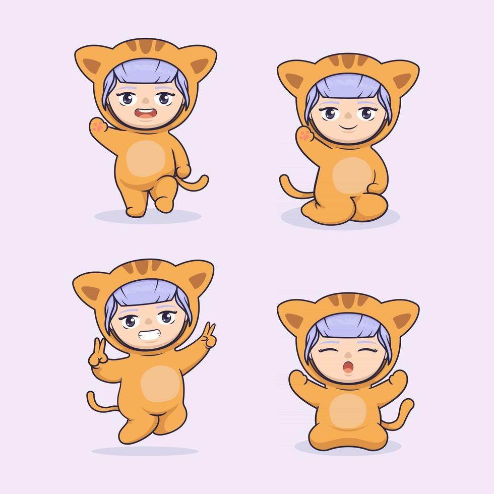 Cute chibi girl in cat costumeperson,costume,emotion,cat,child,portrait,angry,chat,different,expression,facial,horizontal,human,humor,indoors,innocence,japanese,joy,lady,lifestyles,photography,sad,smile,sticker,various,adorable,avatar,funny,happiness,head vector