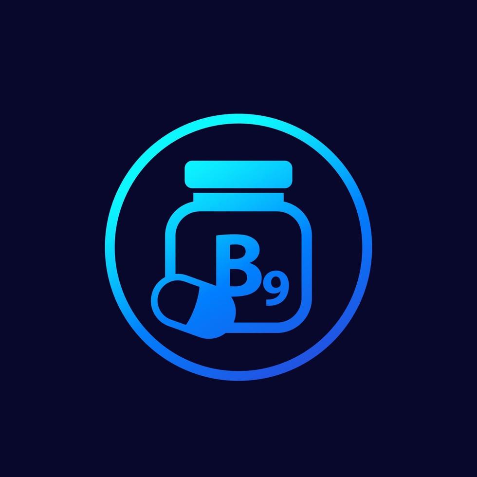 icono de vitamina b9, folato o folacina vector