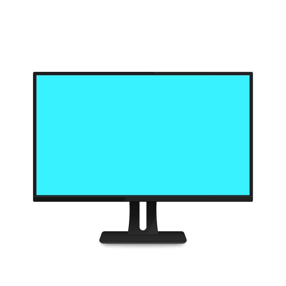 computer monitor mockup, display with wide blank screen, vector