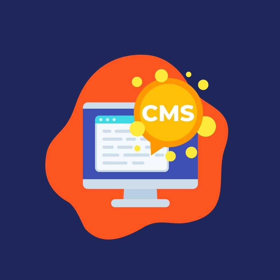 icono de cms, sistema de gestión de contenido, diseño vectorial plano vector