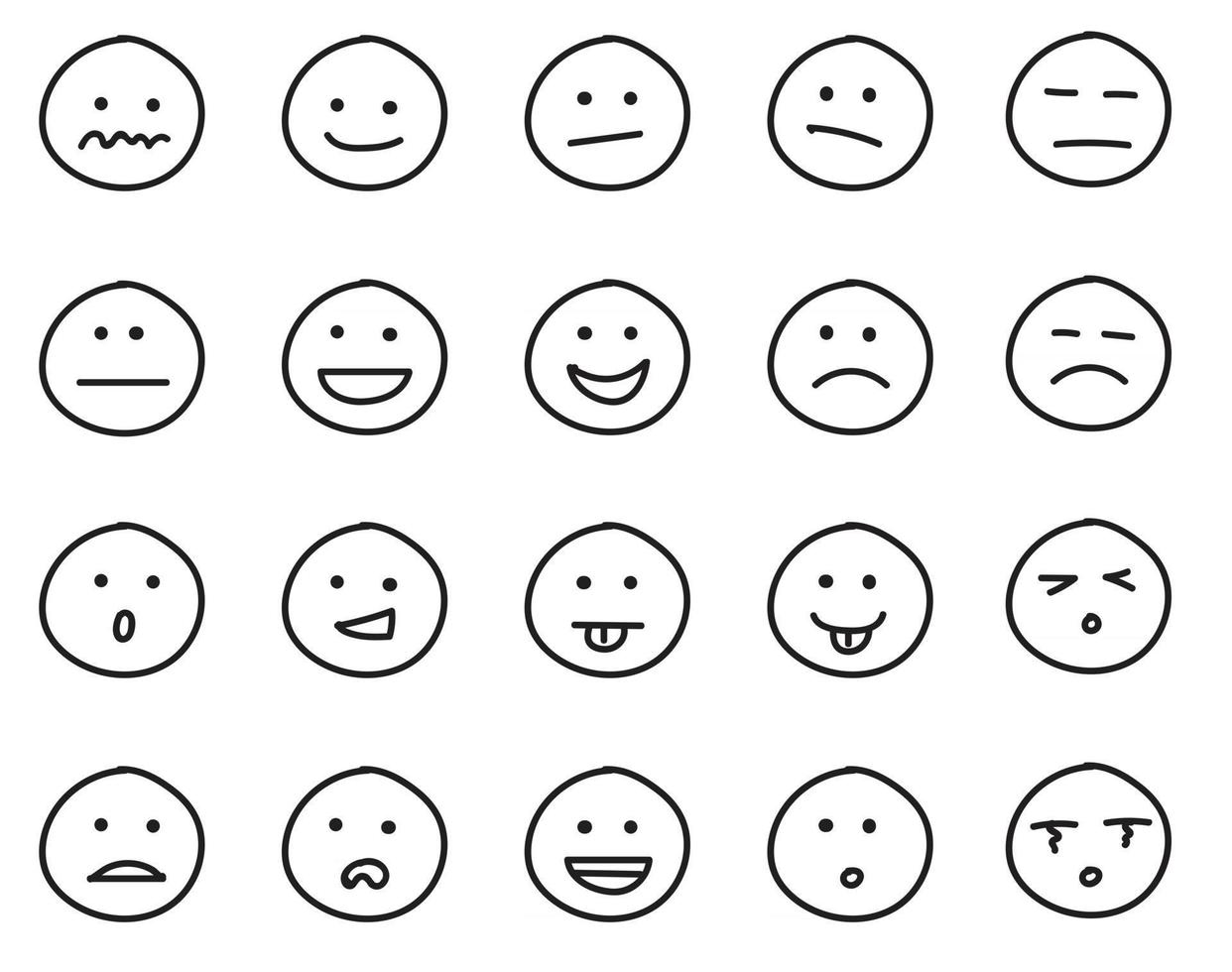 Collection of freehand drawing of emoticons. vector