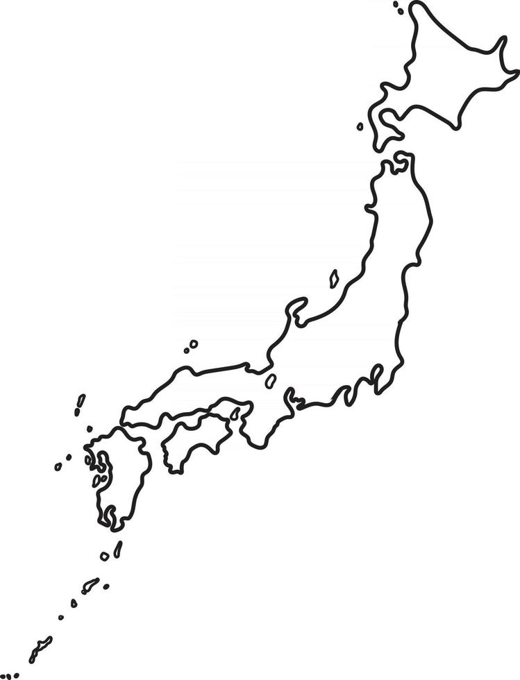 Doodle bosquejo de contorno a mano alzada del mapa de Japón. vector