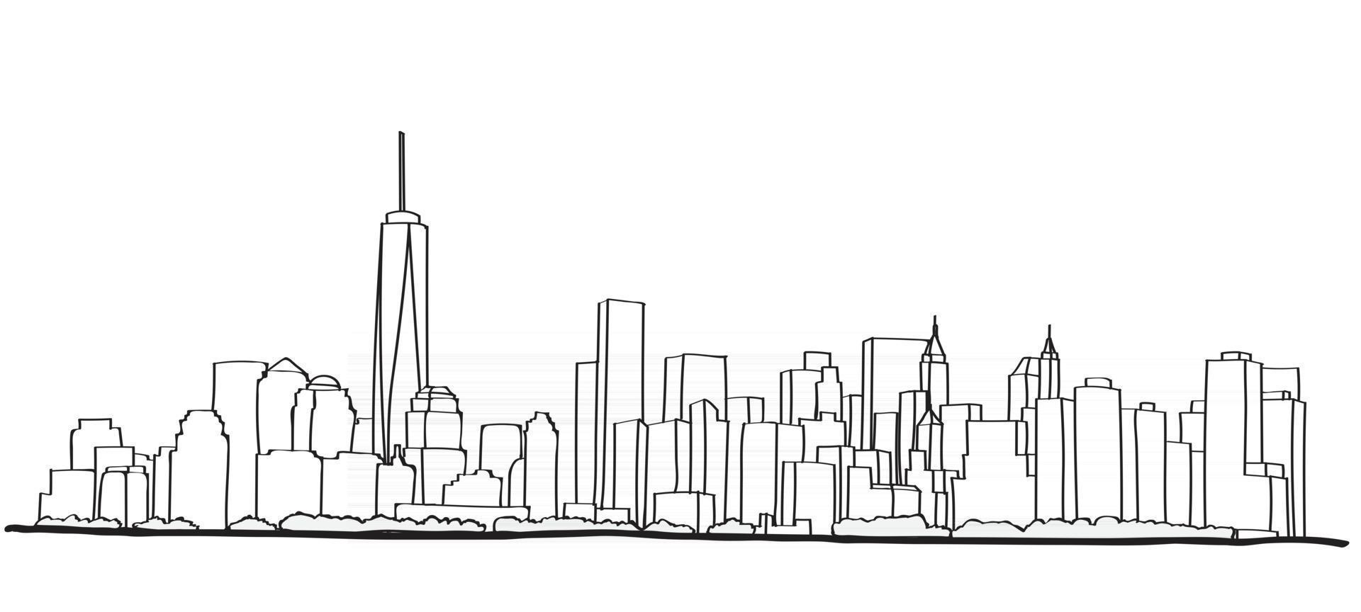 Free hand sketch of New York City skyline. vector