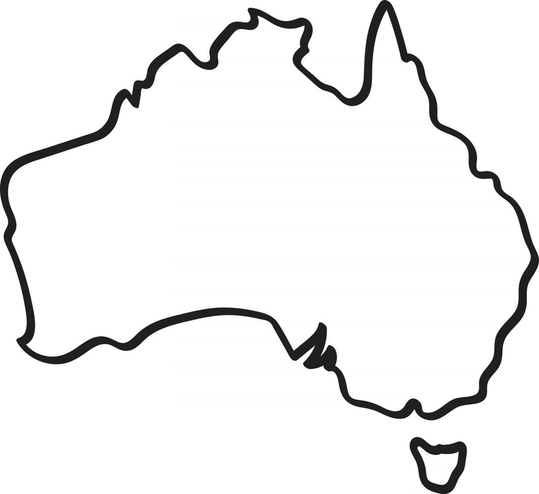 outline Australia map on white background. vector