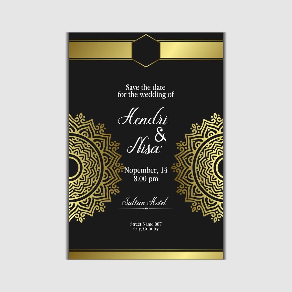 Fondo adornado de mandala dorado de lujo para invitación de boda, portada de libro con estilo de elemento mandala vector libre vector gratuito