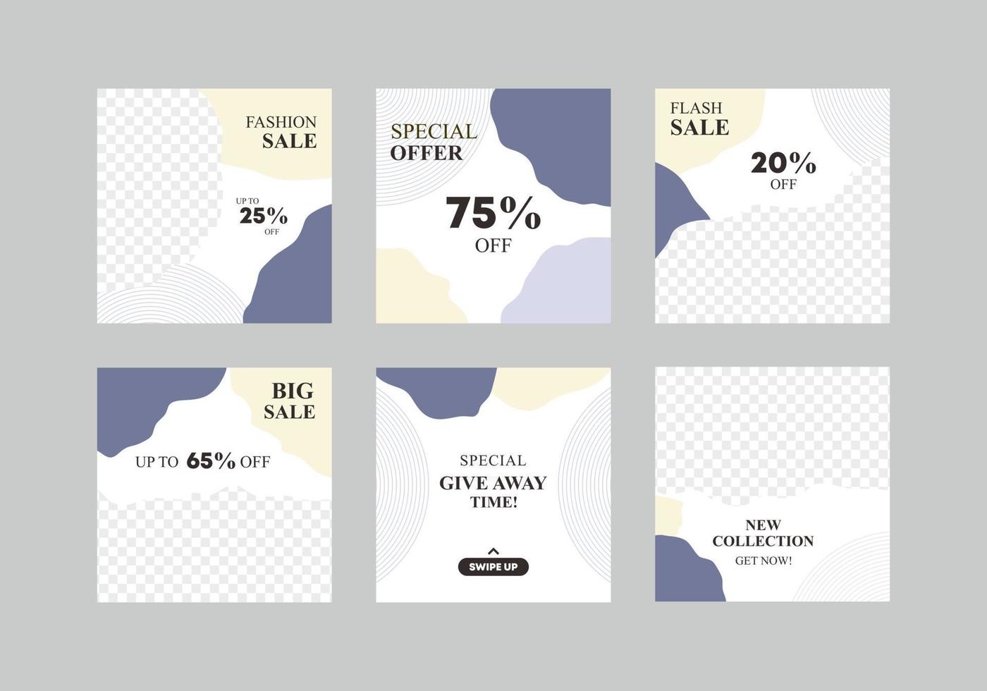 Set of grey and white colors combination sale banners with minimalistic abstract design for social media, ads, promo posters. Fashion discount sale business offer template. Vector illustration