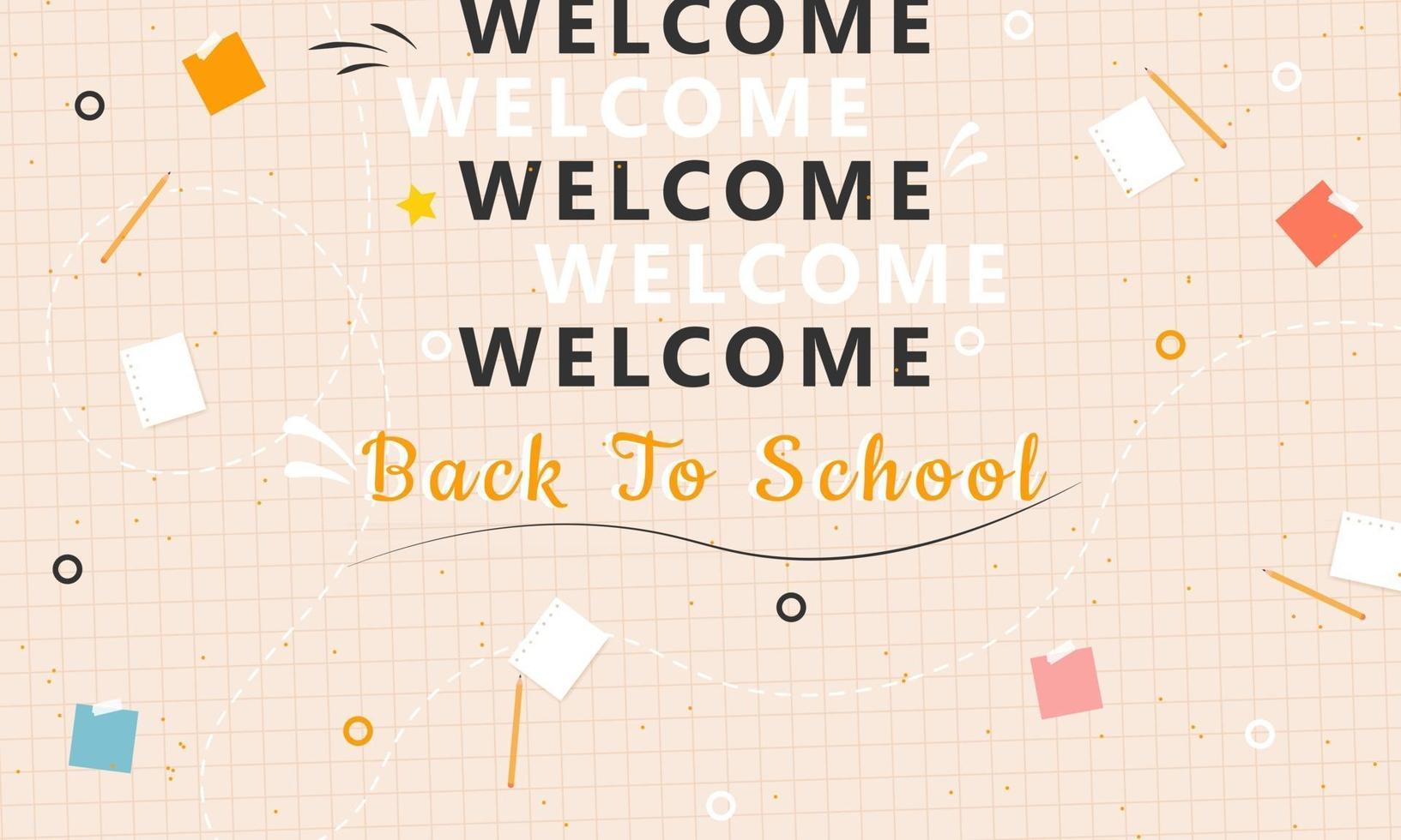 welcome back to school background with school item vector
