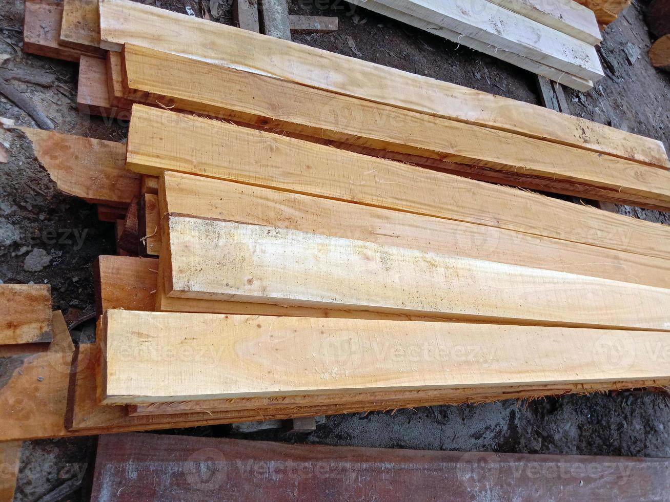 Timber stock on saw mill for furniture photo