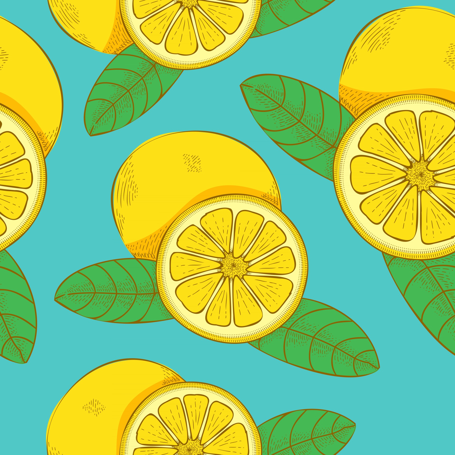 Lemon Fruit Hand Drawn Vector Illustration Seamless Pattern 2929620 ...