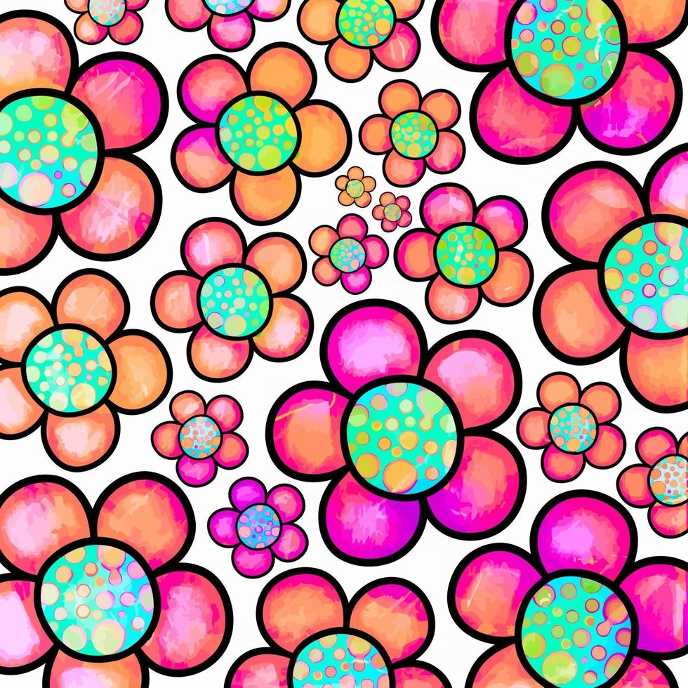 Red Watercolor Floral Daisy Paper vector