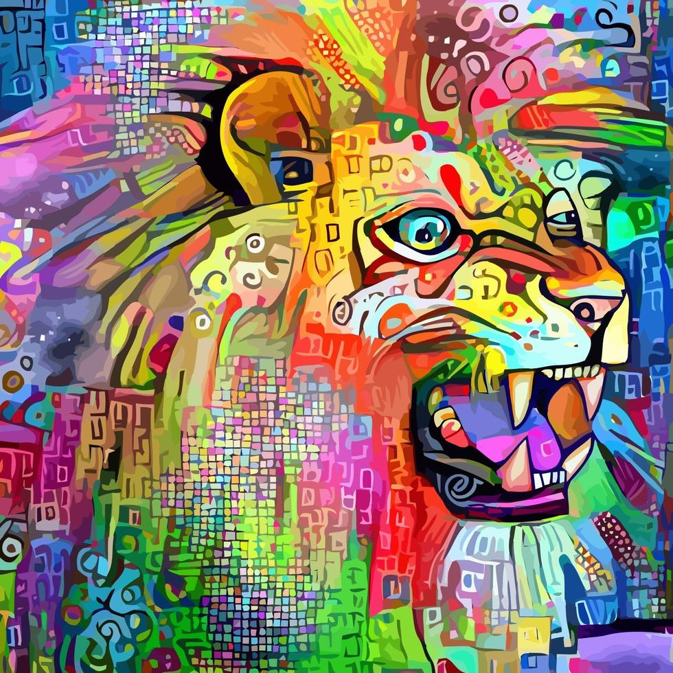 Fierce as a Lion Portrait Painting vector