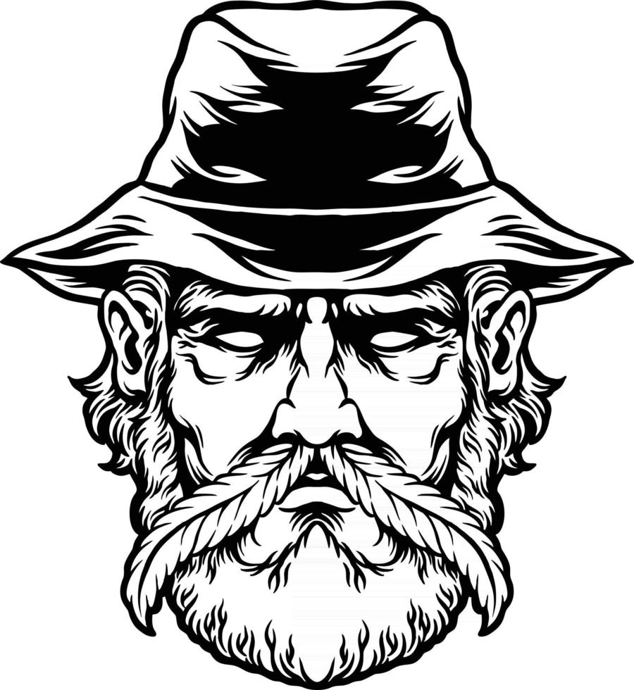 Marijuana farmer with Cannabis leaf Mustache Silhouette vector