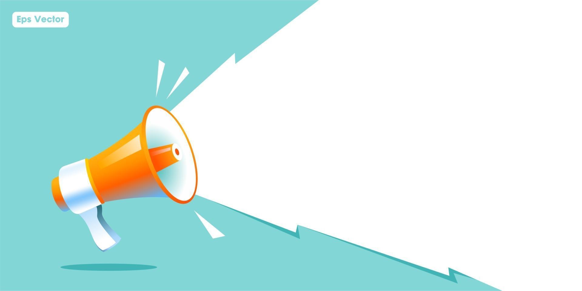 realistic style megaphone with blank bubble chat copy space vector