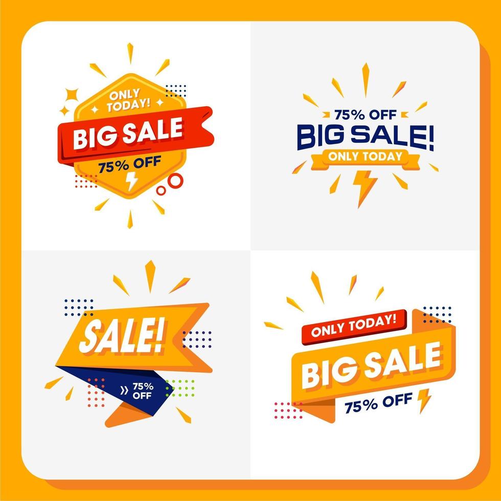 Modern big Sale Banner discount only today off for Business promotion,colorful fun Poster and flyer template. Vector set collection