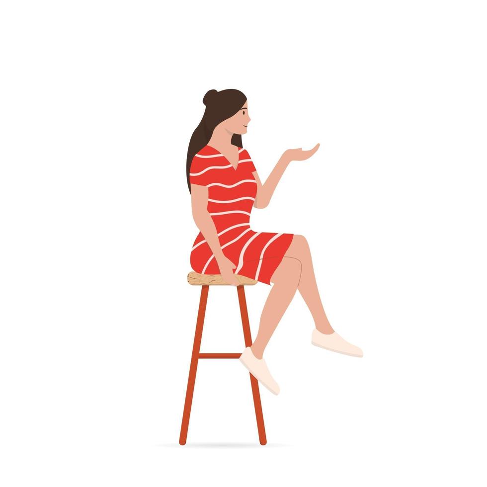 Woman sitting on bar stool, girl in bar or cafe vector