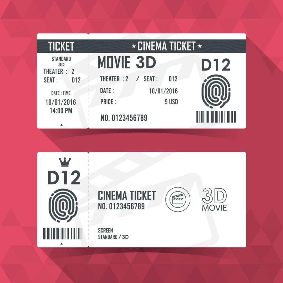 Cinema Ticket Card modern element design. Vector illustration