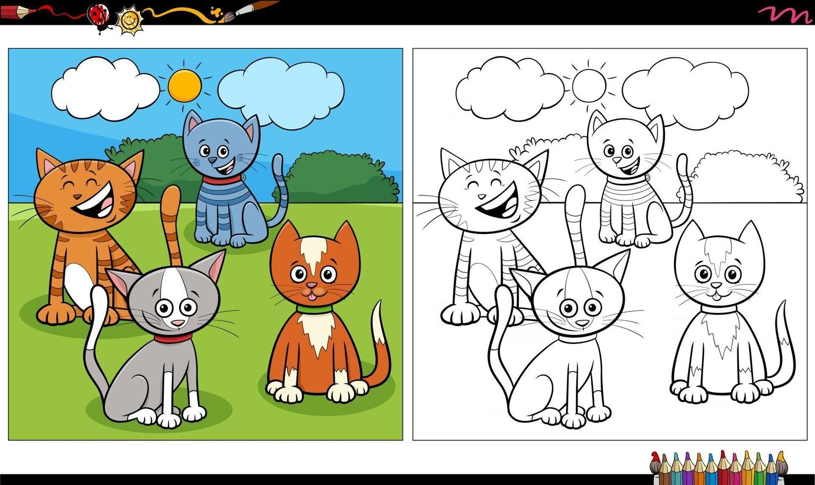 Grupo de gatos y gatitos de dibujos animados página de libro para colorear 2929902 Vector en Vecteezy Grupo de gatos y gatitos de dibujos animados página de libro para colorear 2929902 Vector en Vecteezy