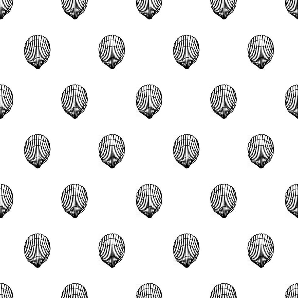 Seamless pattern with seashells. Marine background.  Hand drawn vector illustration in sketch style. Perfect for greetings, invitations, coloring books, textile, wedding and web design