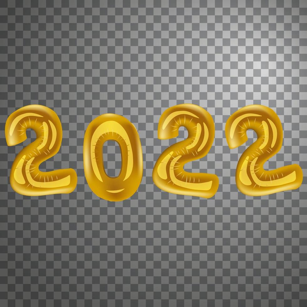 New Year 2022 vector golden balloons with a transparent background