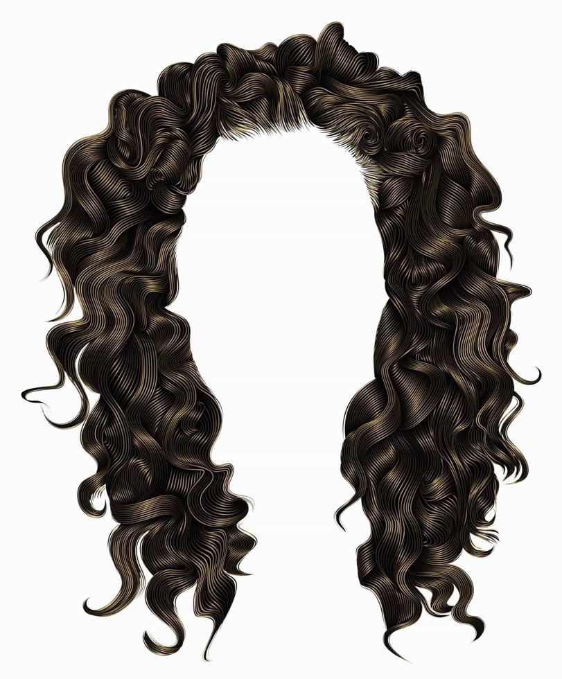 trendy woman curly long hair . realistic 3d . hairstyle brown blond.  fashion beauty style . 2930025 Vector Art at Vecteezy