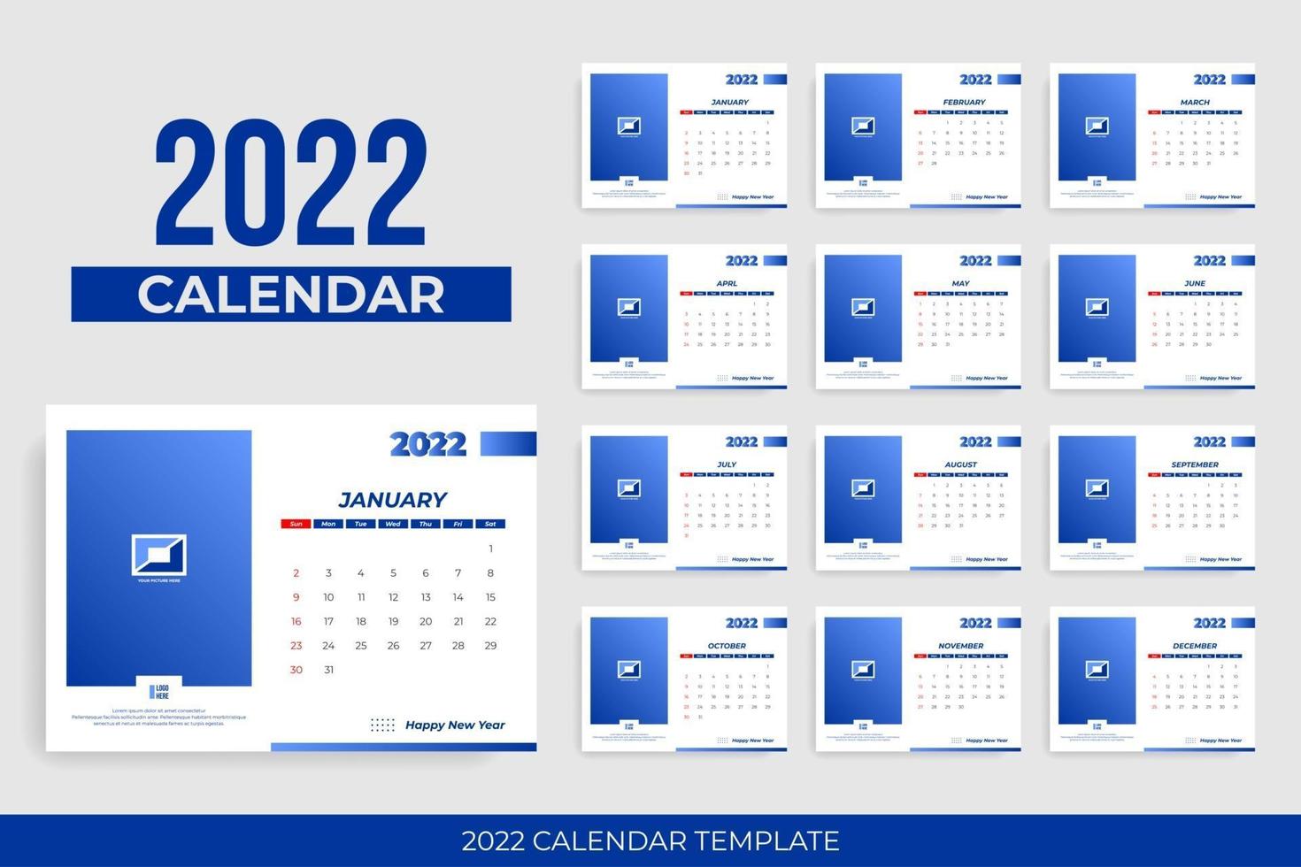 Business calendar template with frame for picture vector