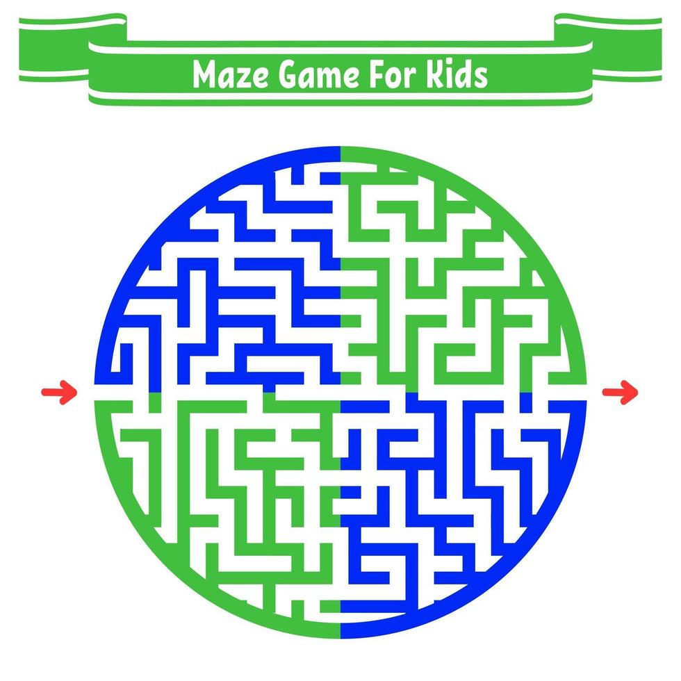 Color round maze. Painted in different colors. Game for kids and adults. Puzzle for children. Labyrinth conundrum. Flat vector illustration isolated on white background.