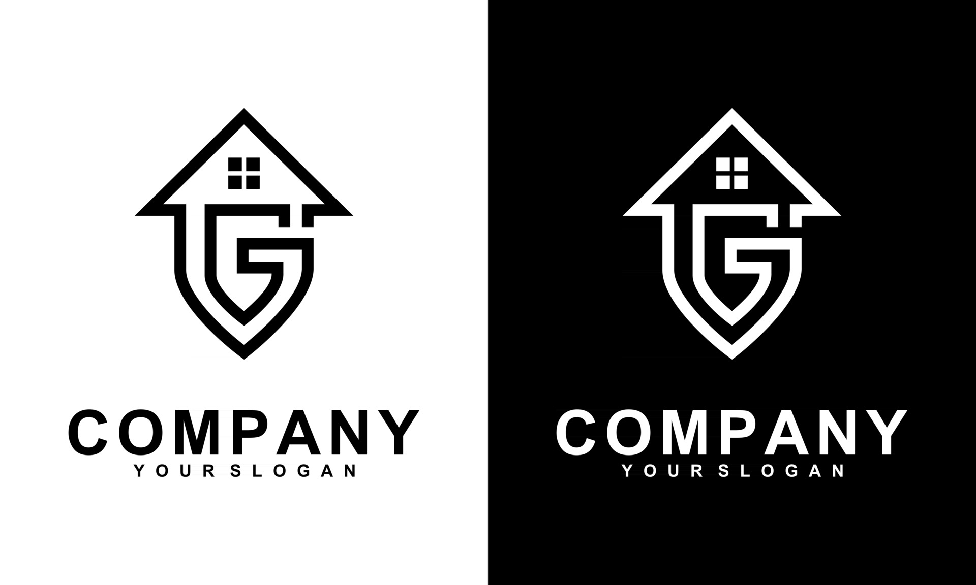 Ilustration vector graphic of G letter logo design and house roof