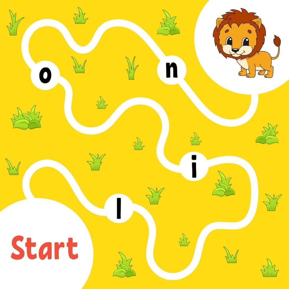 Logic puzzle game. Learning words for kids. Find the hidden name. Education developing worksheet. Activity page for study English. Game for children. Isolated vector illustration. Cartoon style.