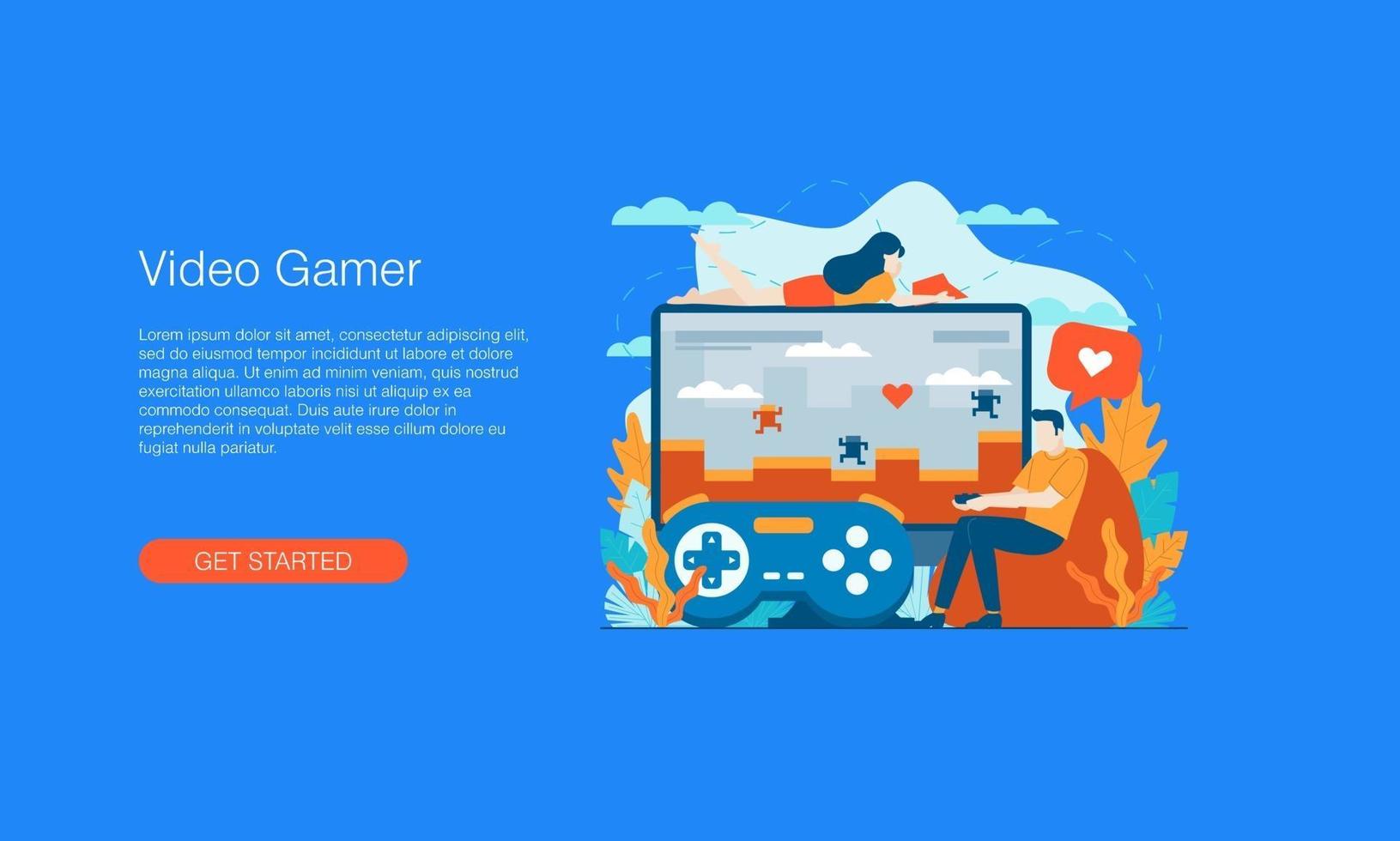 Retro games website concept banner design Vector Image