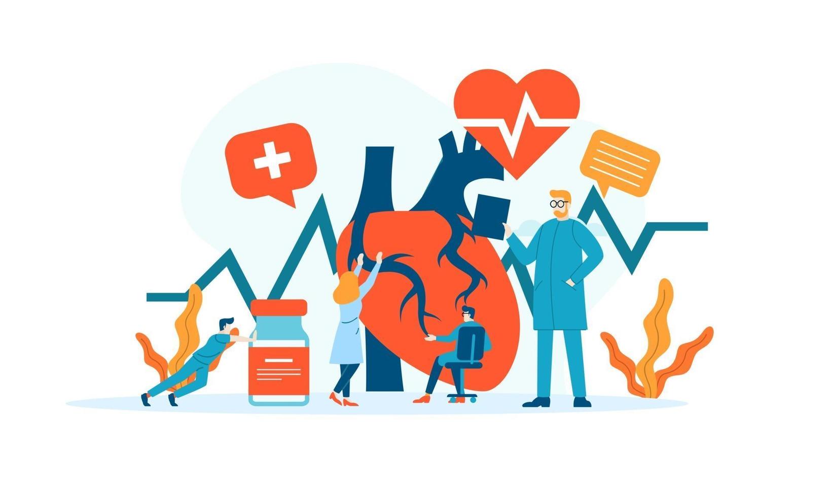 Heart disease medical vector illustration concept doctor working at laboratory vector template background isolated can be use for presentation web banner UI UX landing page